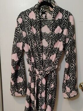 Body Candy Pink and Black Zebra Plush Hooded Robe
